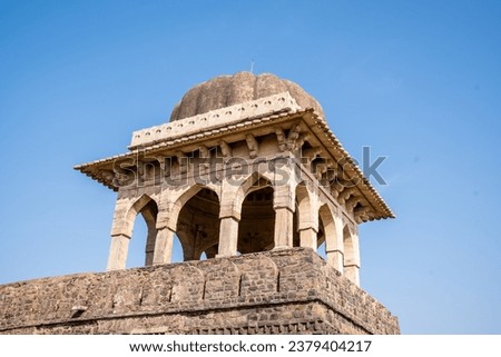 Rani Roopmati pavilion perched atop on a hilltop in Mandu Madhya Pradesh India Royalty-Free Stock Photo #2379404217