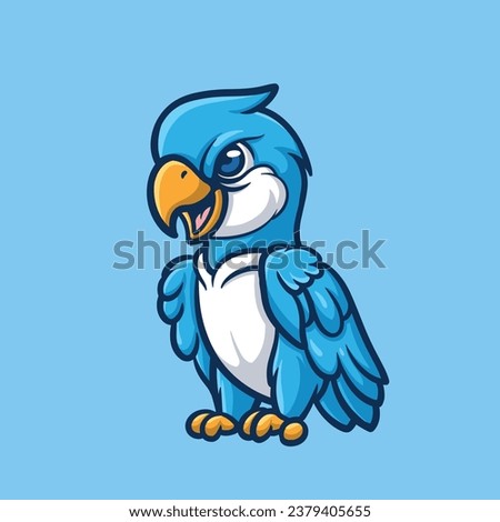Angry Blue Eagle Creative Cartoon Illustration 