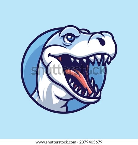 Blue T Rex Head Creative Cartoon Illustration