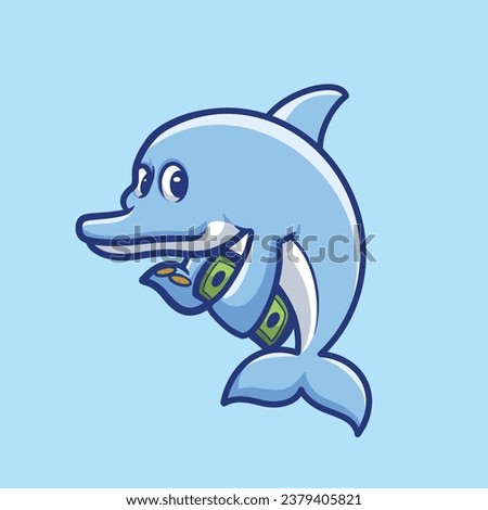 Money Dolphin Creative Cartoon Illustration