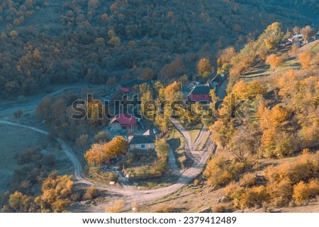 Autumn morning in the Caucasus mountains.  Chechen Republic, Nozhai-Yurtovsky district