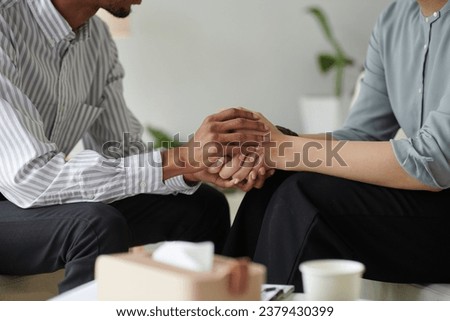 Cropped image of patient sharing her personal issues with therapist during session Royalty-Free Stock Photo #2379430399