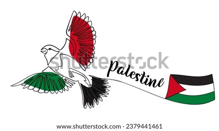 Free Palestine banner Design. Stand with palestine. No war sign with flying bird as a symbol of freedom