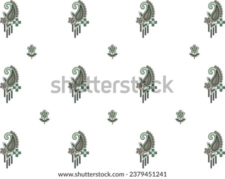 Fantasy flowers in retro, vintage, jacobean embroidery style. Embroidery imitation isolated on white background. Vector illustration. Set of elements for design, clip art.Traditional Mughal Art