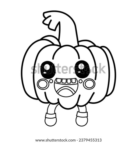 Coloring book pumpkin - hand drawn black and white vector illustration.