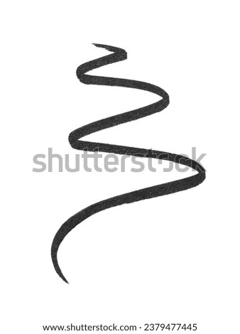 Black liquid eyeliner strokes stroke isolated on white background. Cosmetic eye pencil product texture swatch Royalty-Free Stock Photo #2379477445