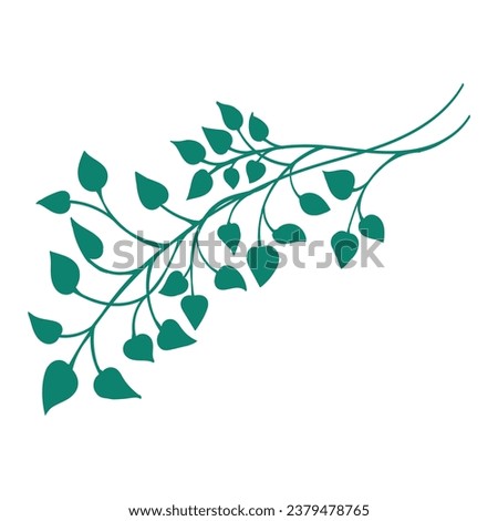 ivy vine silhouette vector; elegant decorative border or corner design element of leaves in pretty layout, vine clip art