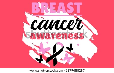 Breast cancer awareness month modern style banner template design. Editable banner with ribbon illustration