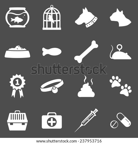 Vector Set of White Pets Icons