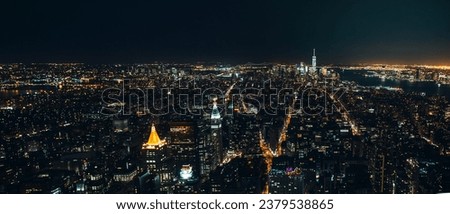 manhattan new york city panorama seen lighting up the night summer 2015
