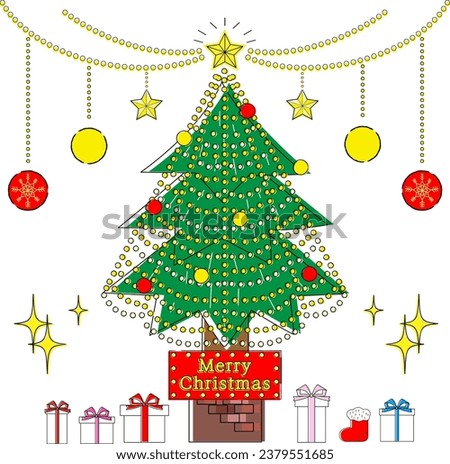 illuminated Christmas tree and
Christmas ball decorations
A set of gift box illustrations.