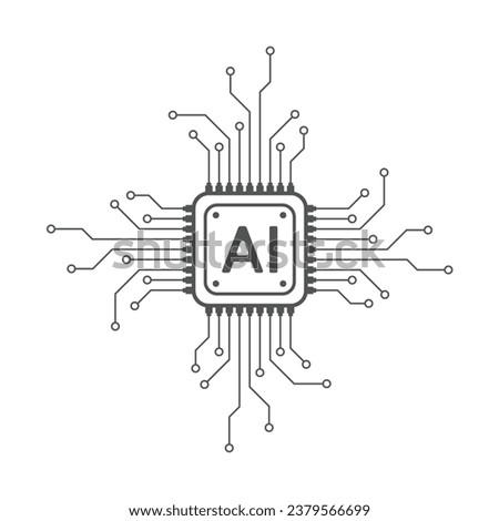 Artificial intelligence circuit line style. Machine learning design. Smart network digital technology. AI. Vector illustration Royalty-Free Stock Photo #2379566699