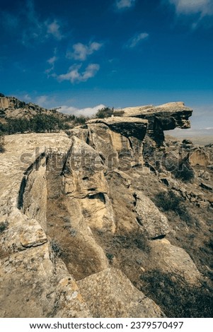 Gobustan Rock Art Cultural Landscape in Azerbaijan, beautiful mountains and rocks formations