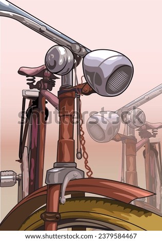 Antique bycicle vector realistic for background, leaflet, brochure.