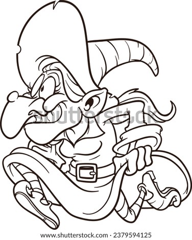 Cartoon running witch Coloring page for kids 