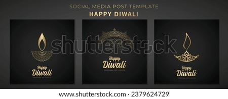 Happy Diwali Luxury Premium Social Media Post. Diwali Celebration Festival of Lights Gold Poster Design Royalty-Free Stock Photo #2379624729