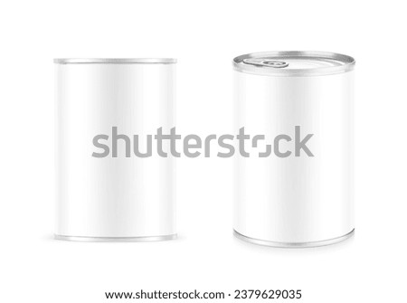 Hight realistic can with easy-open lid mockup. Vector illustration isolated on white background. Easy to use for presentation your product, idea, design. EPS10. Royalty-Free Stock Photo #2379629035