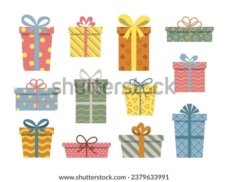 Set of vector gift boxes isolated on white background