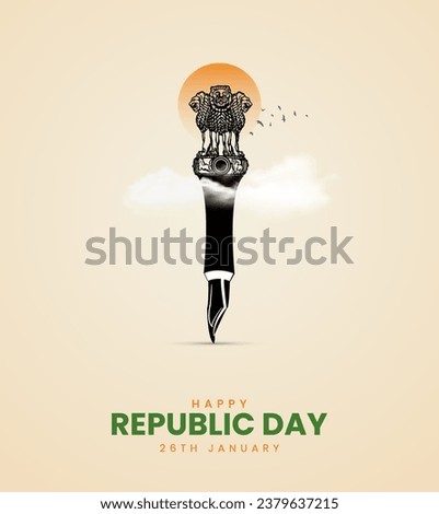 Indian Republic Day Celebrations Creative ads. Republic day creative design for social media post. Royalty-Free Stock Photo #2379637215