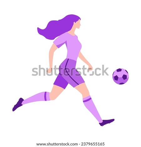 Woman Football Player clip art. Flat Vector illustration