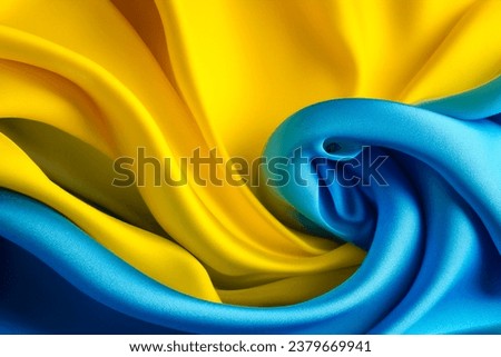 blue and yellow silk textured fabric surface for design purpose