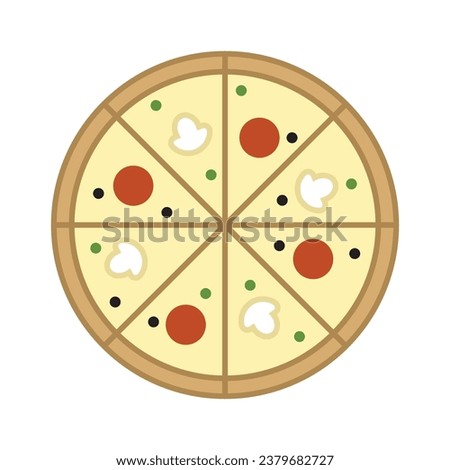 pizza icon, linear simple, vector illustration 