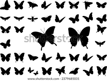 Set pack of butterfly silhouette illustration vector 