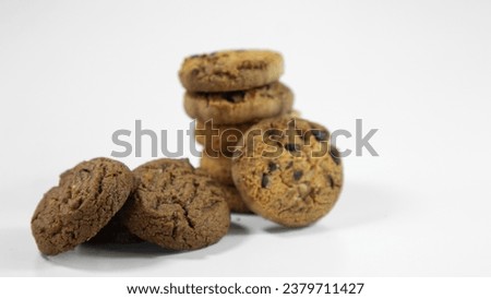 Chocolate chip cookies isolated on white background. Cookies with chocolate chips clip art