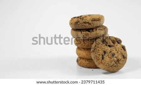 Chocolate chip cookies isolated on white background. Cookies with chocolate chips clip art