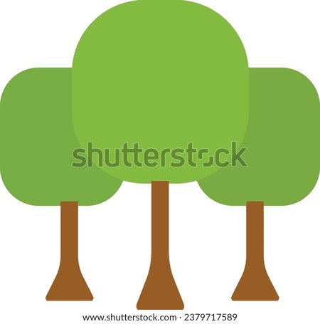 Green Tree icon. Simple flat forest flora, coniferous and deciduous meadow tree, oak pine Christmas tree isolated plants. Vector illustration agricultural garden and nature park plant.
