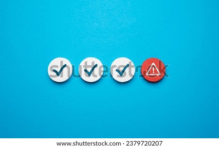 Validation error. Problem warning. An unknown issue was identified during a check. Mistake correction. Something wrong. Workplace safety. Potential risks. Anomalies to watch out for Royalty-Free Stock Photo #2379720207