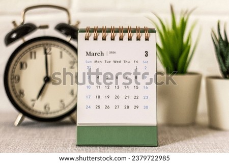 Calendar for March 2024. Desk calendar for planning