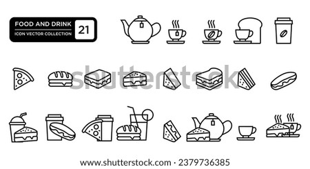 food and drink collection. icons,,bread,coffee,tea,teapot,drinks,bread,which can be easily edited and resized,logo templates,modern vector graphics Royalty-Free Stock Photo #2379736385
