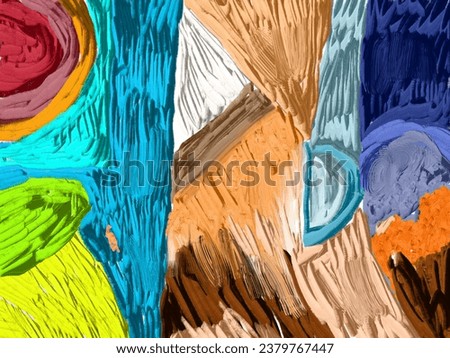 Abstract art background. Multicolored bright texture. Contemporary art. Oil painting on canvas. Fragment of artwork. Spots of oil paint. Brushstrokes of paint. Modern art.