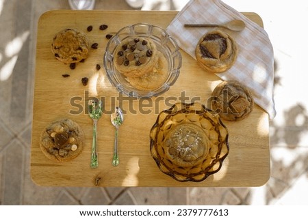 aesthetic traditional american cookie with different flavours with background carefully placed for picture