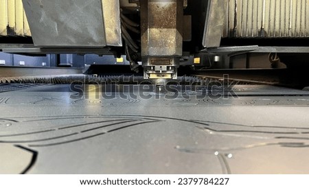 Laser cutting of metal sheet Royalty-Free Stock Photo #2379784227