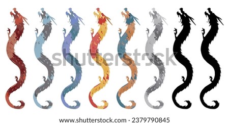 Dragon silhouette illustration material set