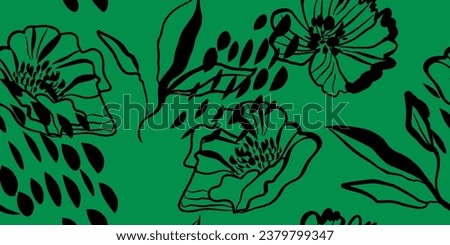 Seamless pattern beautiful flower vector. Collage contemporary print. Fashionable template for design.
