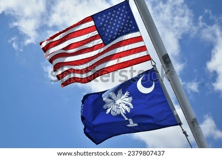 United States and South Carolina Flags