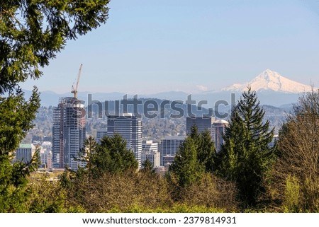 4K Image: Portland, Oregon Cityscape with Majestic Mt. Hood in the Background