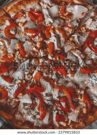 Tasty closeup photo of pizza