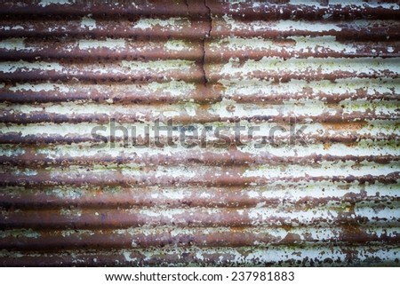 Close up of  brown rusty and old galvanize iron, with crack