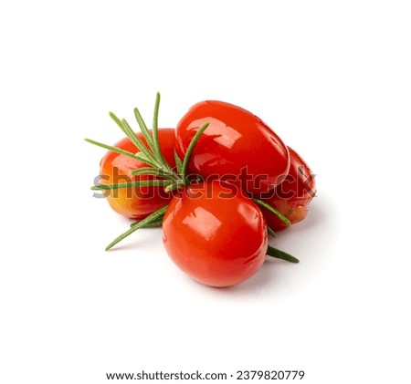 Pickled Cherry Tomatoes Isolated, Canned Small Tomato, Healthy Fermented Vegetables, Salted Marinated Food, Pickled Tomatoes on White Background Royalty-Free Stock Photo #2379820779