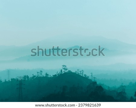 view of Indonesia, Lampung in the morning with a mountain atmosphere