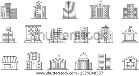 Building Line Vector Icon Set Royalty-Free Stock Photo #2379848557