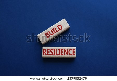 Build resilience symbol. Wooden blocks with words Build resilience. Beautiful deep blue background. Business and Build resilience concept. Copy space.
