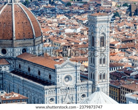 Florence Cathedral Santa Maria del Fiore aerial view, summer