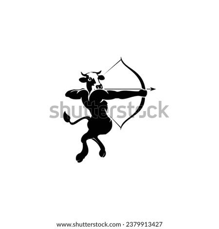 Buffalo head and bow arrow combination body. Logo design. vector EPS files