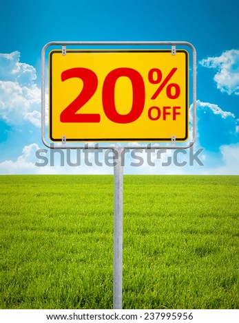An image of a german city sign with the text 20 percent sale