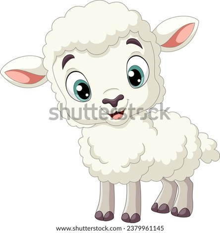 Cartoon funny baby lamb on white background Royalty-Free Stock Photo #2379961145